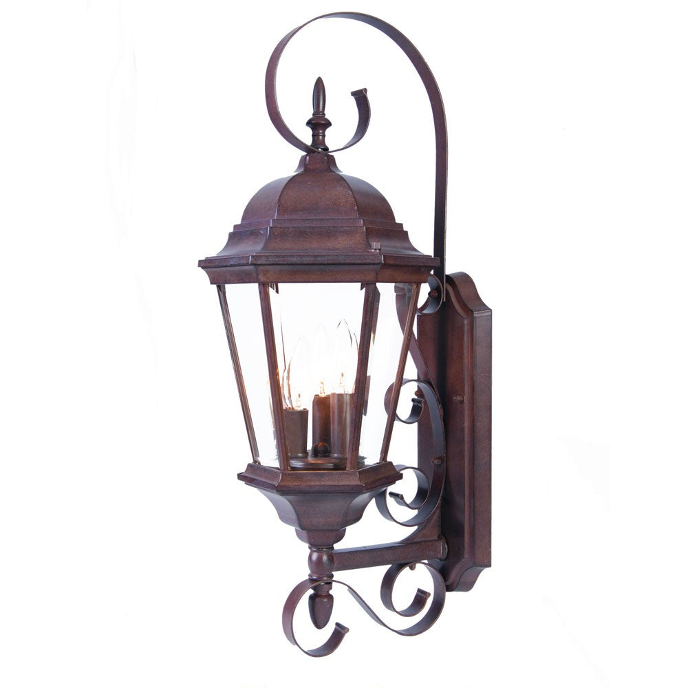 Three Light Dark Brown Swing Arm Lantern Wall Light