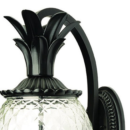 10" Black And Clear Metal and Glass Three Lights Flush Mounted Sconce