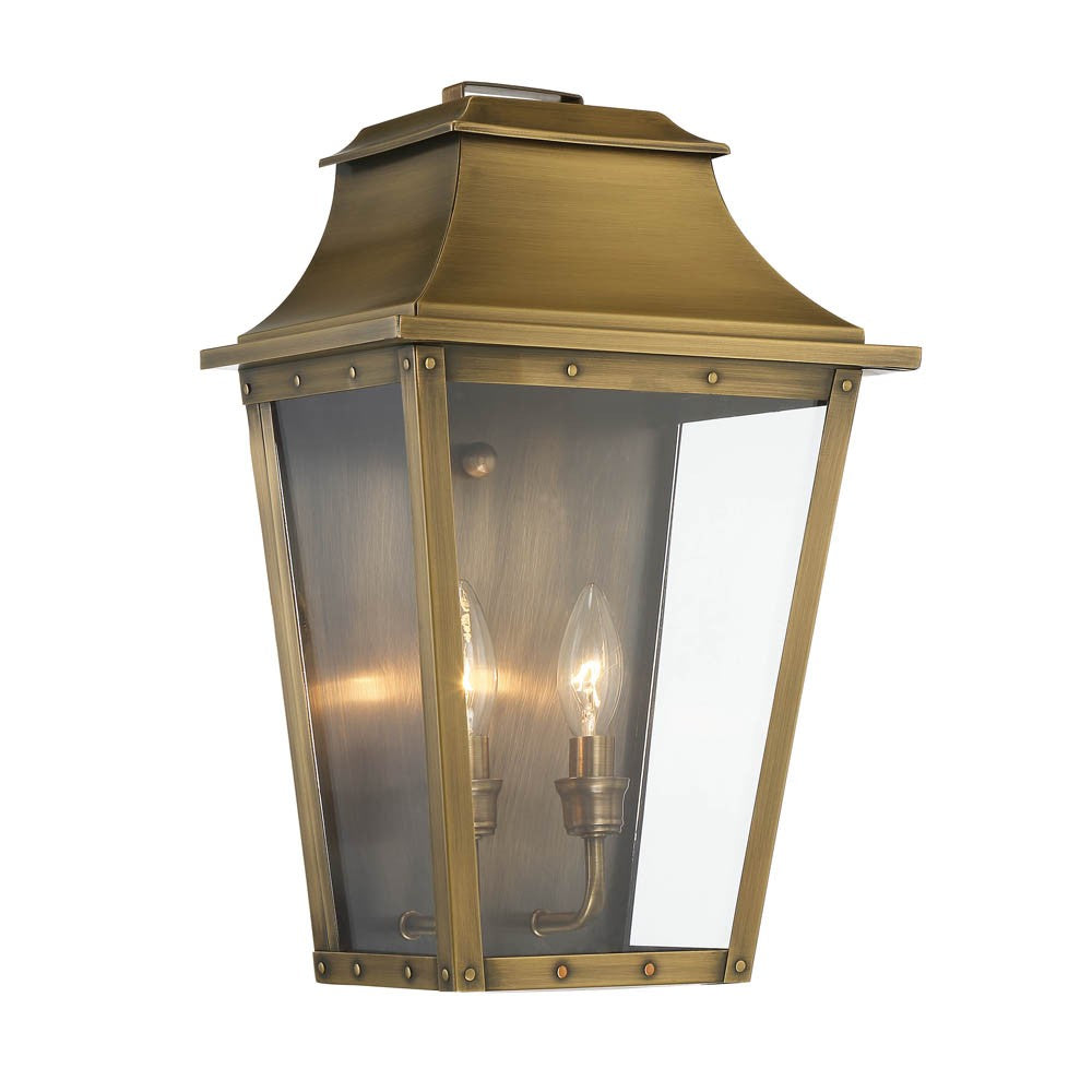 Coventry 2-Light Aged Brass Pocket Wall Light