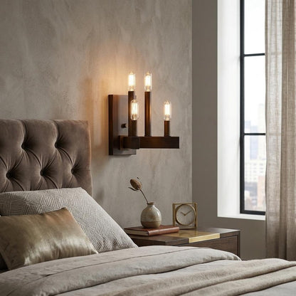 Four Light Bronze Metal Vintage Wall Sconce