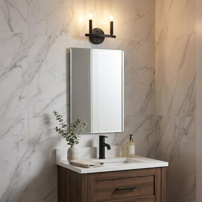 7" Black Metal Vanity Flush Mounted Sconce