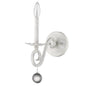 12" Off White Rustic Metal Candle Wall Light With Hanging Crystal
