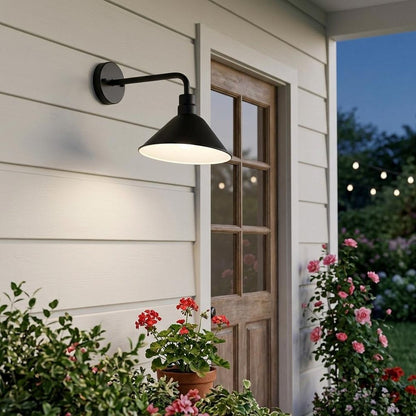 Wide Shade Matte Black LED Wall Light
