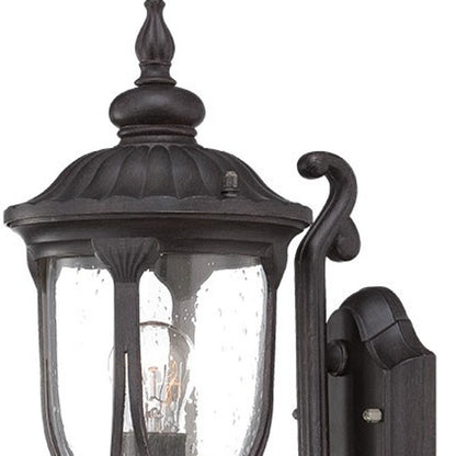 Black Cast Aluminum Glass Lantern Wall Light