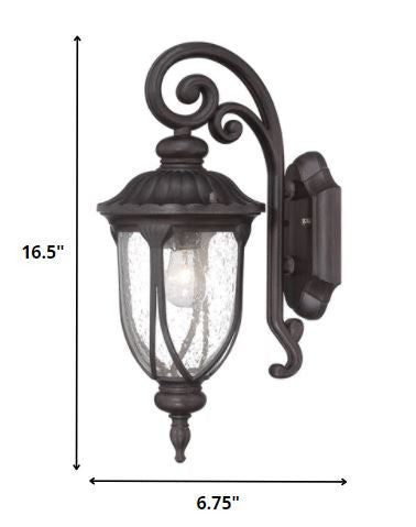 Black Cast Aluminum Glass Lantern Wall Sconce