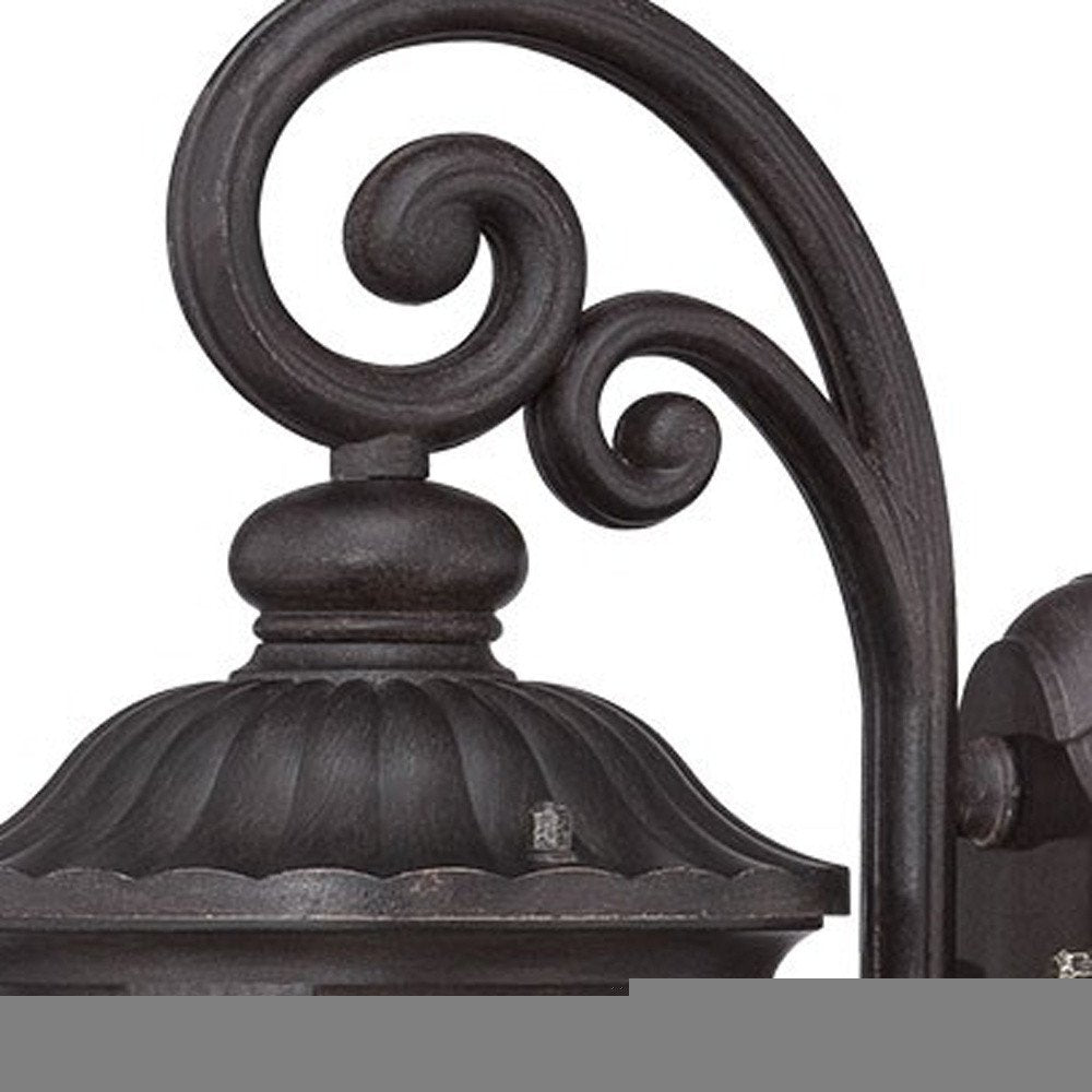 Black Cast Aluminum Glass Lantern Wall Sconce