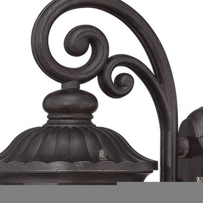 Black Cast Aluminum Glass Lantern Wall Sconce