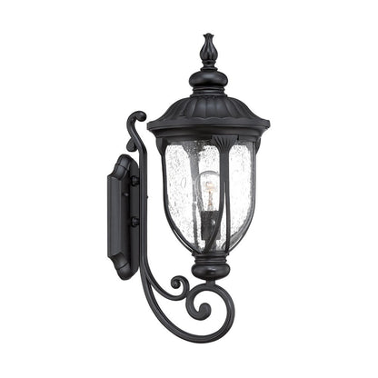 XL Matte Black Cast Aluminum Glass Lantern Wall Light