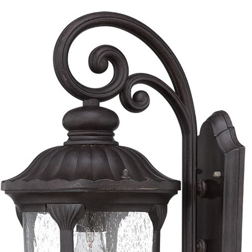 XL Black Cast Aluminum Glass Lantern Wall Sconce