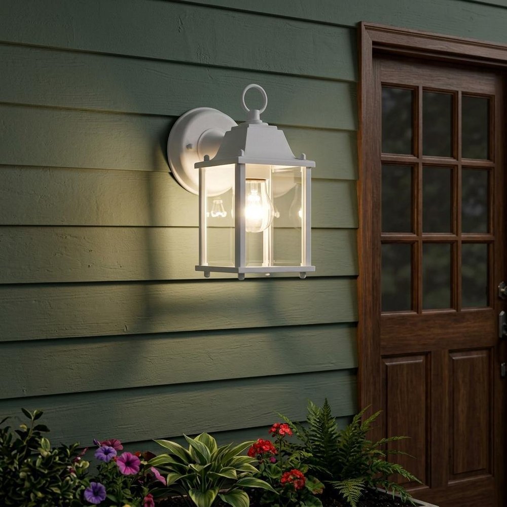 White Hanging Glass Lantern Wall Light