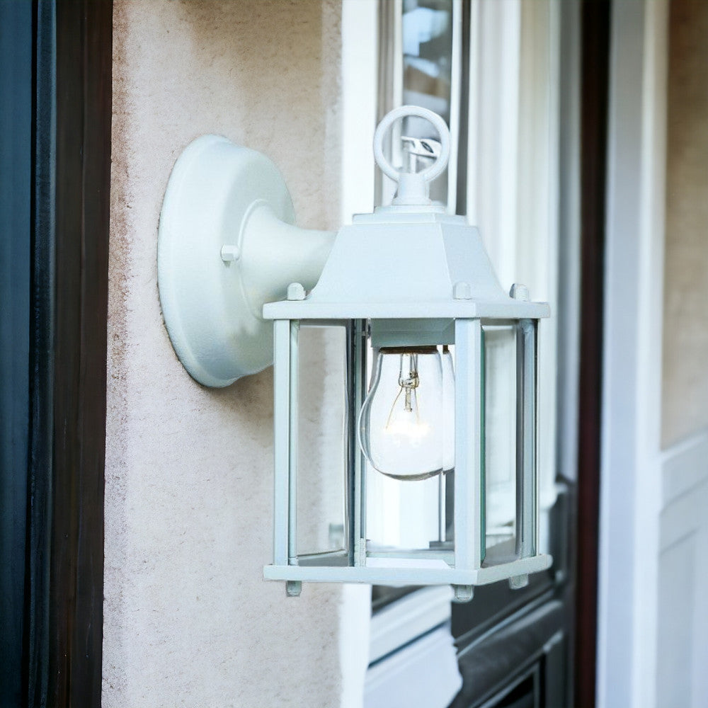 White Hanging Glass Lantern Wall Light