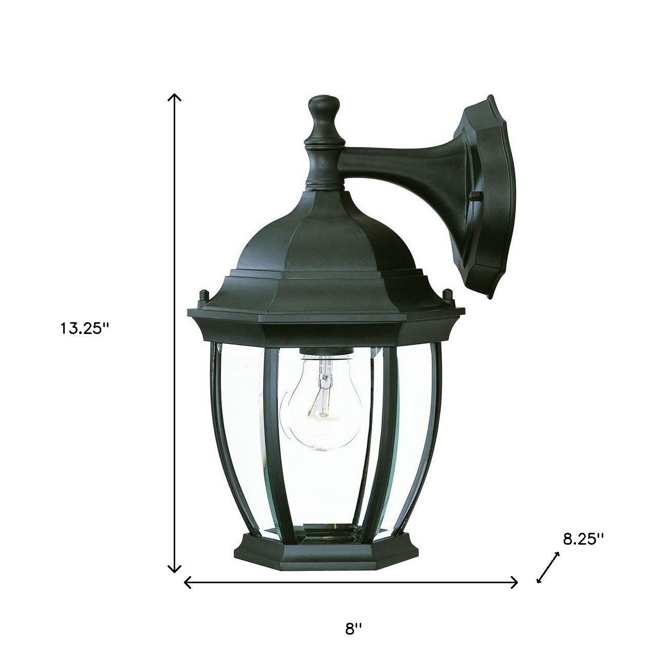 Matte Black Wide Hanging Lantern Wall Light