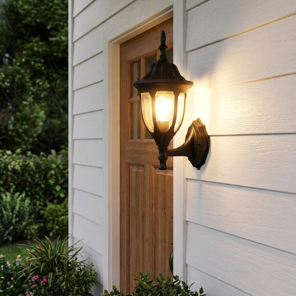 Matte Black Clear Glass Swing Arm Wall Light