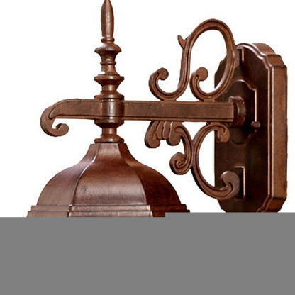 Narrow Brown Domed Hanging Glass Lantern Wall Light