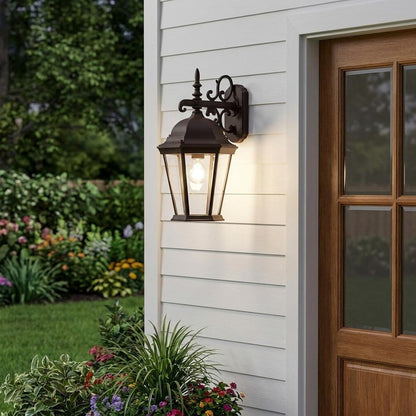 Matte Black Domed Glass Hanging Lantern Wall Light