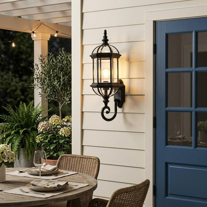 Matte Black Cylindrical Lantern Wall Light