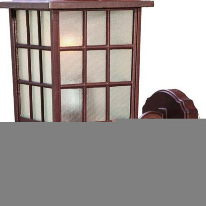 Dark Brown Window Pane Lantern Wall Sconce
