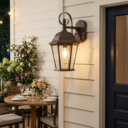 XL Dark Brown Swing Arm Hanging Lantern Wall Light