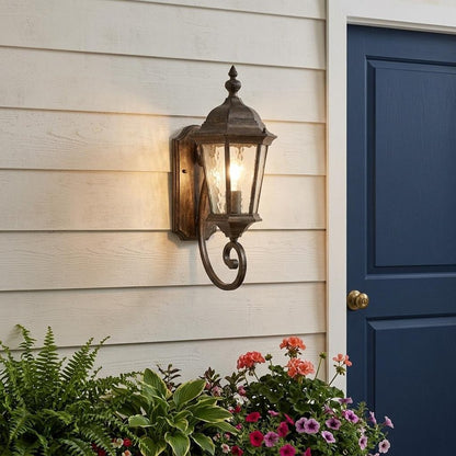 One Light Antique Black Carousel Lantern Wall Light