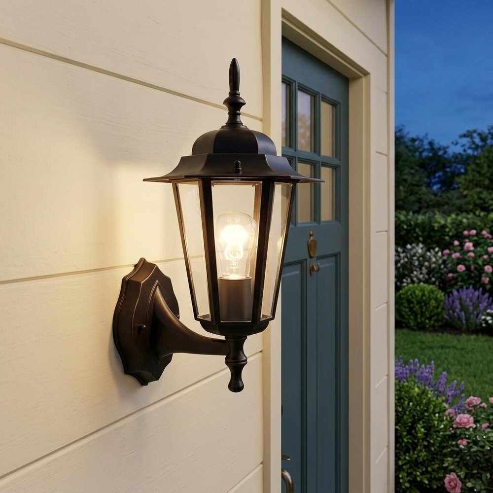 Antique Bronze Glass Lantern Wall Light
