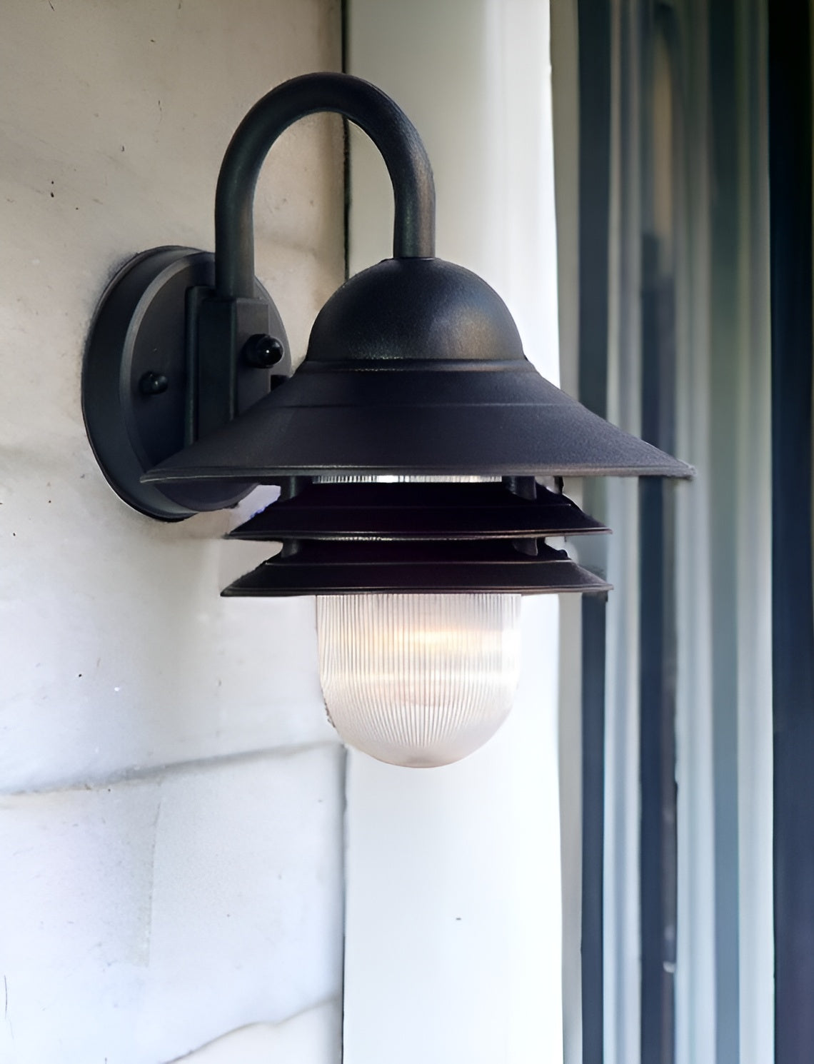 Matte Black Three Tier Lamp Shade Outdoor Wall Light