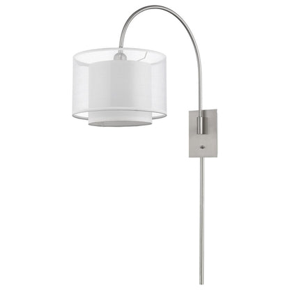44" Clear Silver And White Metal And Sheer Fabric Flush Mount Wall Sconce
