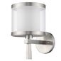 Silver Wall Light with White Sheer Fabric Shade
