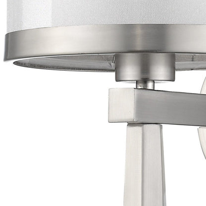 Silver Wall Light with White Sheer Fabric Shade