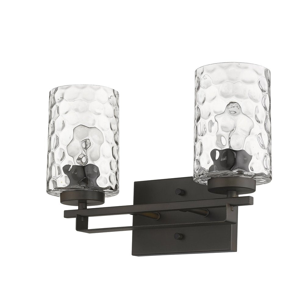15" Bronze And Clear Steel Two Light Flush Mounted Sconce