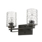 15" Bronze And Clear Steel Two Light Flush Mounted Sconce