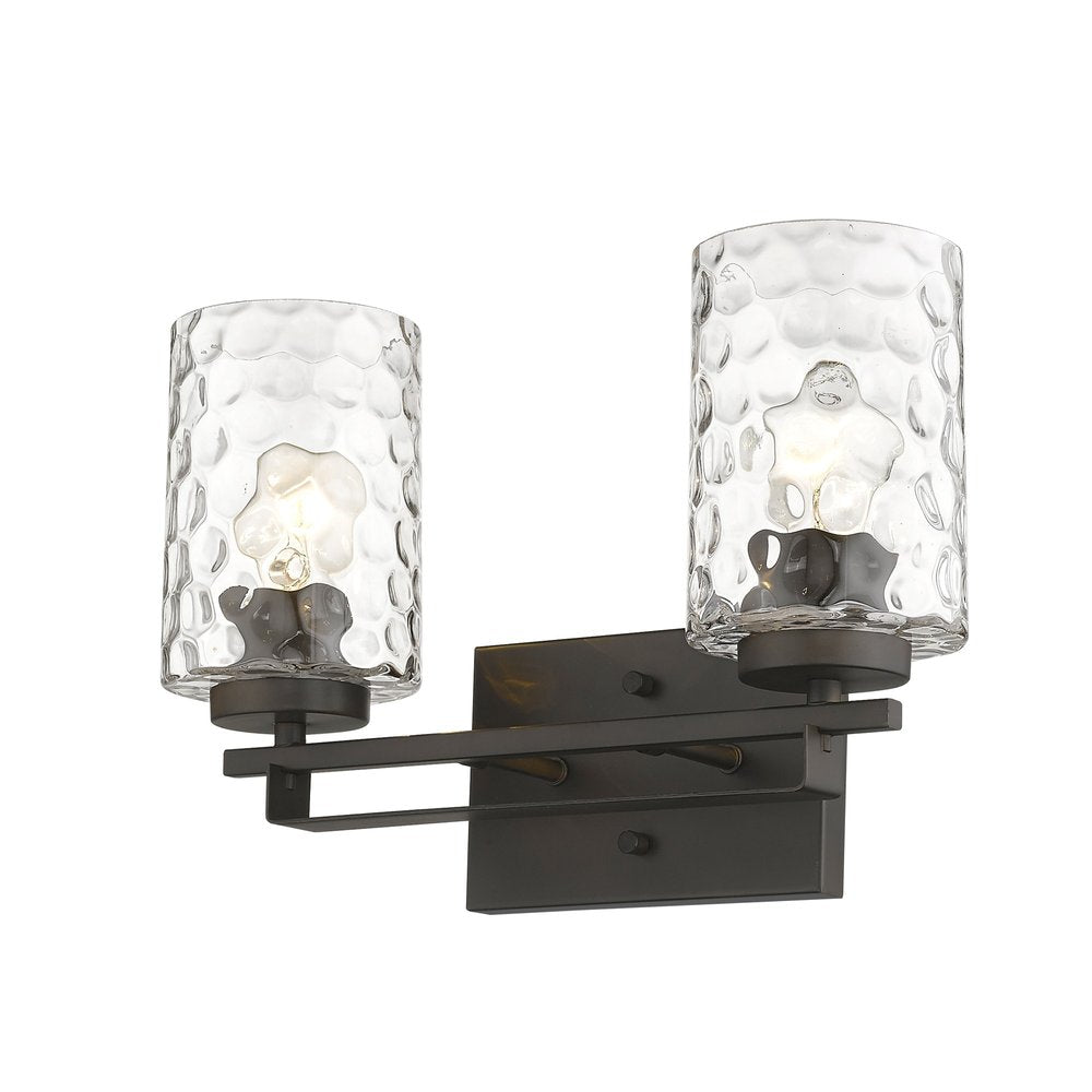 15" Bronze And Clear Steel Two Light Flush Mounted Sconce