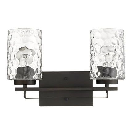 15" Bronze And Clear Steel Two Light Flush Mounted Sconce