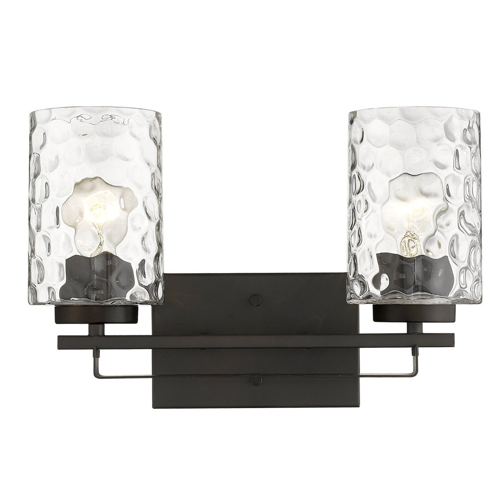 15" Bronze And Clear Steel Two Light Flush Mounted Sconce