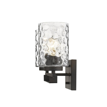 15" Bronze And Clear Steel Two Light Flush Mounted Sconce