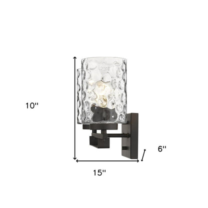 10" Black And Clear Metal Vanity Flush Mounted Sconce