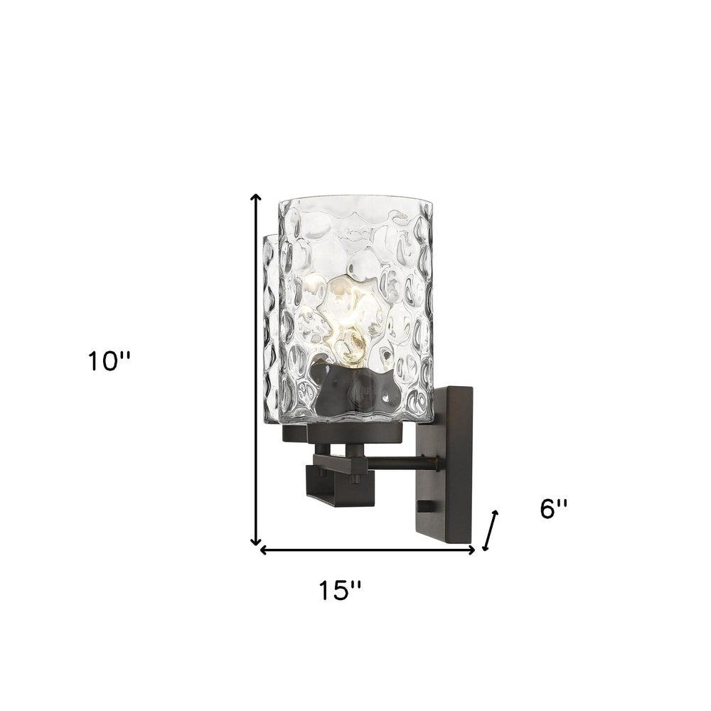 15" Bronze And Clear Steel Two Light Flush Mounted Sconce
