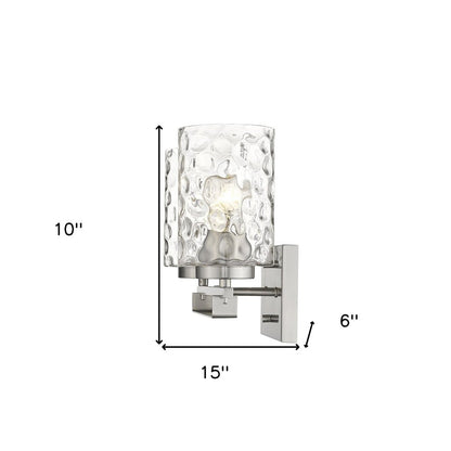 10" Silver And Clear Metal Vanity Flush Mounted Sconce