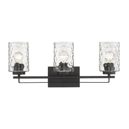 10" Black And Clear Metal and Glass Vanity Flush Mounted Sconce