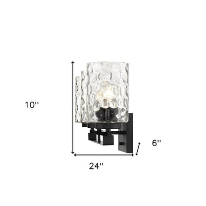 10" Black And Clear Metal and Glass Vanity Flush Mounted Sconce