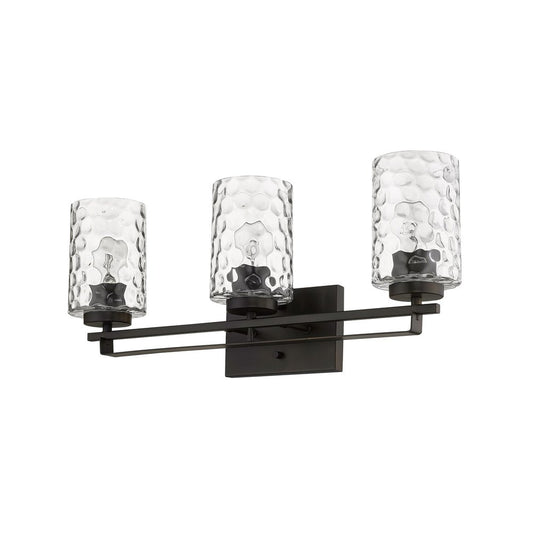 24" Bronze And Clear Steel And Glass Three Light Flush Mounted Sconce