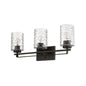 10" Black And Clear Metal and Glass Vanity Flush Mounted Sconce