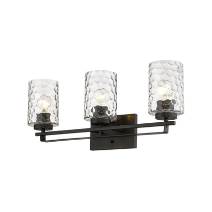 24" Bronze And Clear Steel And Glass Three Light Flush Mounted Sconce
