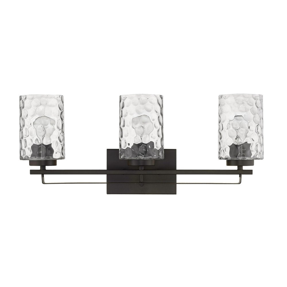 24" Bronze And Clear Steel And Glass Three Light Flush Mounted Sconce