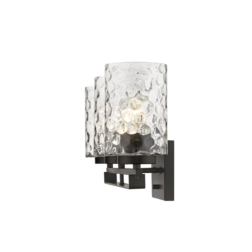 24" Bronze And Clear Steel And Glass Three Light Flush Mounted Sconce