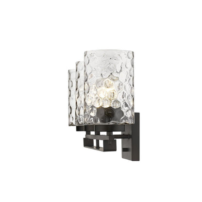 10" Black And Clear Metal and Glass Vanity Flush Mounted Sconce