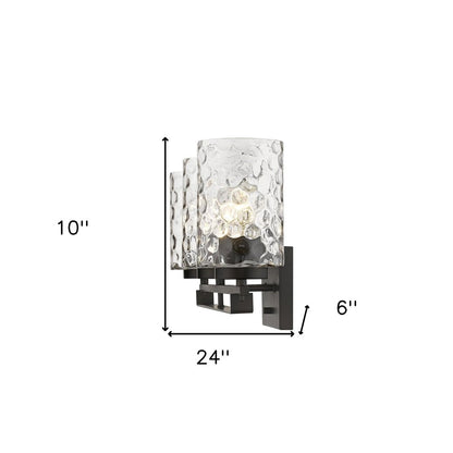 10" Black And Clear Metal and Glass Vanity Flush Mounted Sconce