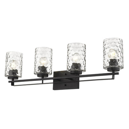 10" Black And Clear Metal and Glass Vanity Flush Mounted Sconce