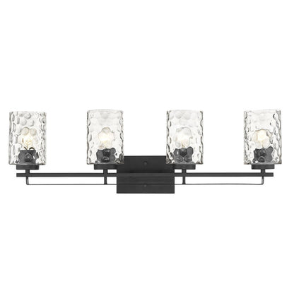 10" Black And Clear Metal and Glass Vanity Flush Mounted Sconce