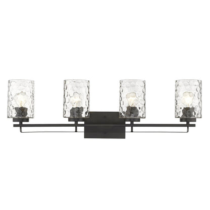 10" Black And Clear Metal and Glass Vanity Flush Mounted Sconce