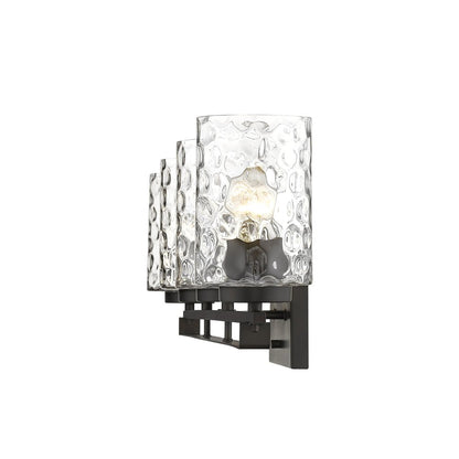 10" Black And Clear Metal and Glass Vanity Flush Mounted Sconce